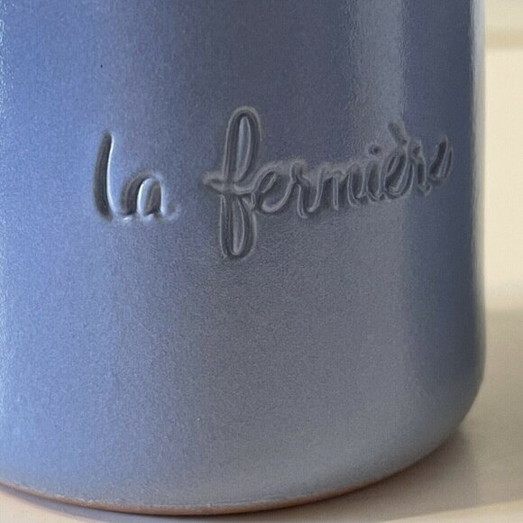 La Fermiere French Periwinkle Terra Cotta Glazed Yogurt Plant Pot Planter Clay - Picture 3 of 12
